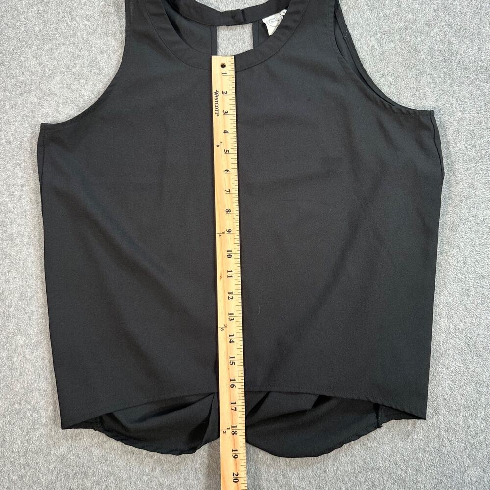 Paper Crane Black Drape Back Tank Top Women's Medium Sheer Sleeveless Cut Out - Picture 2 of 8